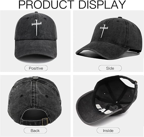 Christan Jesus Cross Baseball Hat for Men Women, Funny Adjustable Cross Baseball Cap