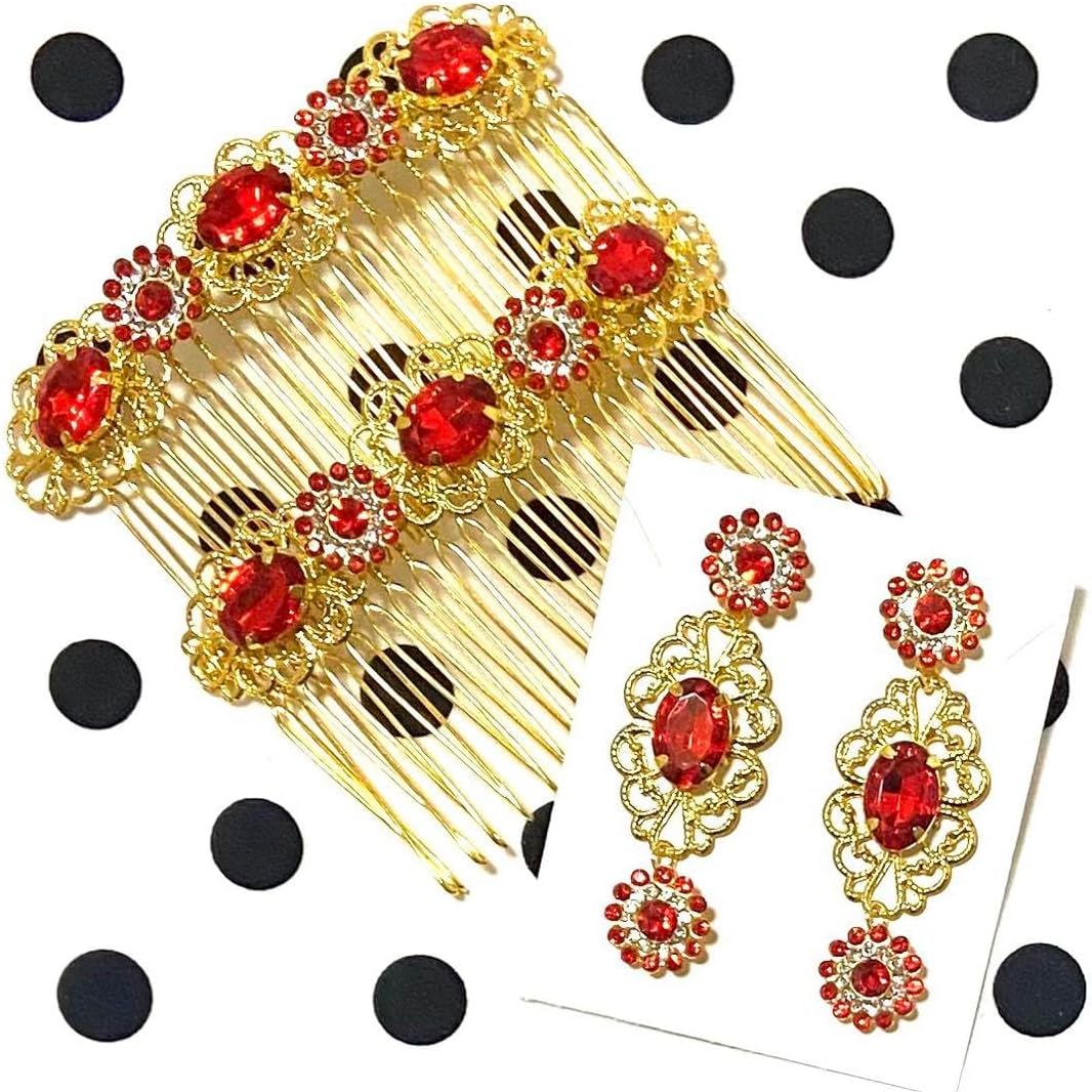 赤い羽根と瑪瑙のピアス | iichi 日々の暮らしを心地よくするハンドメイドやアンティークのマーケットプレイス 赤 なセット ペイネシージョ(ペイネタ)2個&amp;ピアスのセット 髪飾り