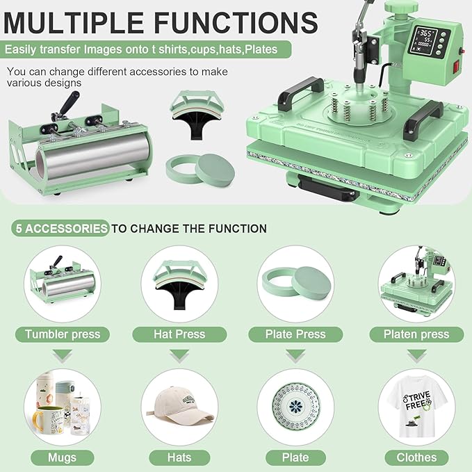 Prensa Térmica Seeutek 5 en 1, 12x15 Pulgadas, Sublimación miniatura 3