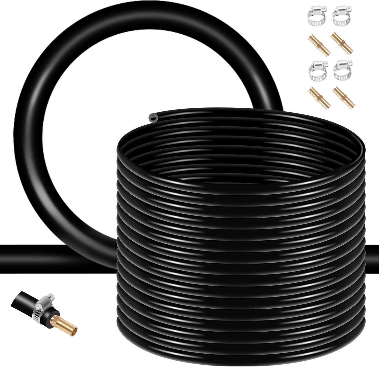 Self Sinking Aeration Hose,3/8 inch, 325 Feet Pond Aerator Hose Kit with 4 Copper Menders and 4 Stainless Steel Use for Aquaculture,Garden and Lake Aeration of Aquaculture Aeration Tubing