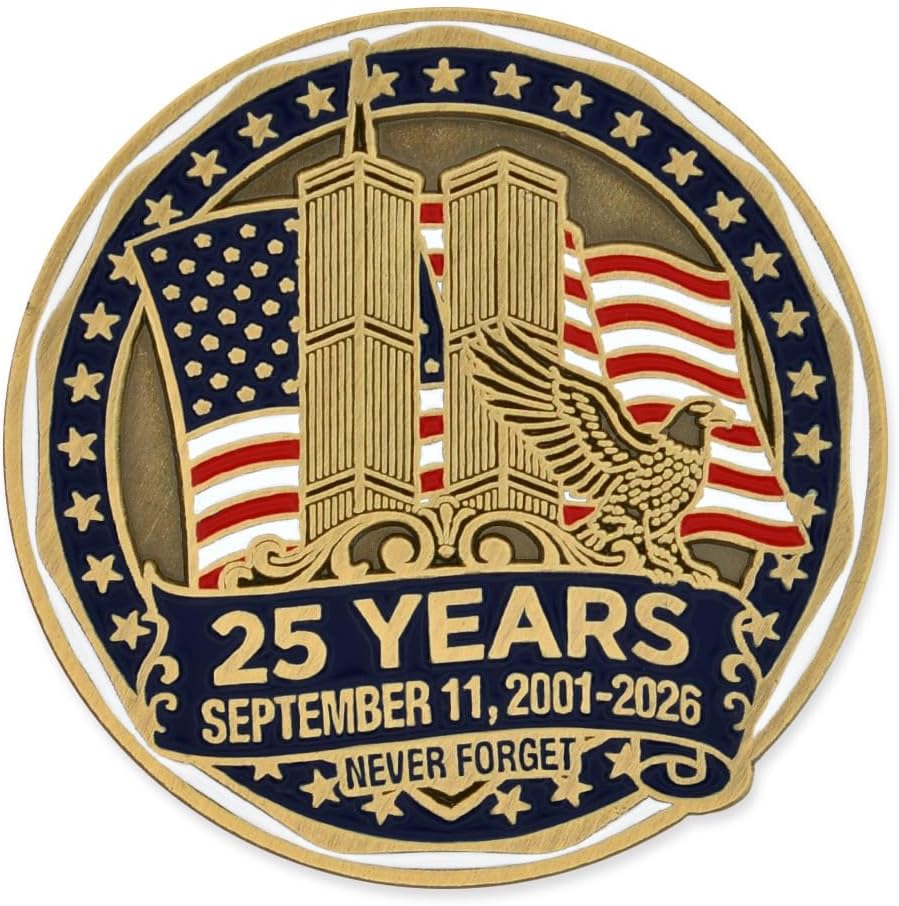 PinMart's 9/11 September 11th Patriotic Twin Towers Lapel Pin – 9/11 Memorabilia and Pentagon Remembrance – Commemorative Enamel Pins for Veterans, Events, Backpacks, Hats - Single or Bulk Packs image 2
