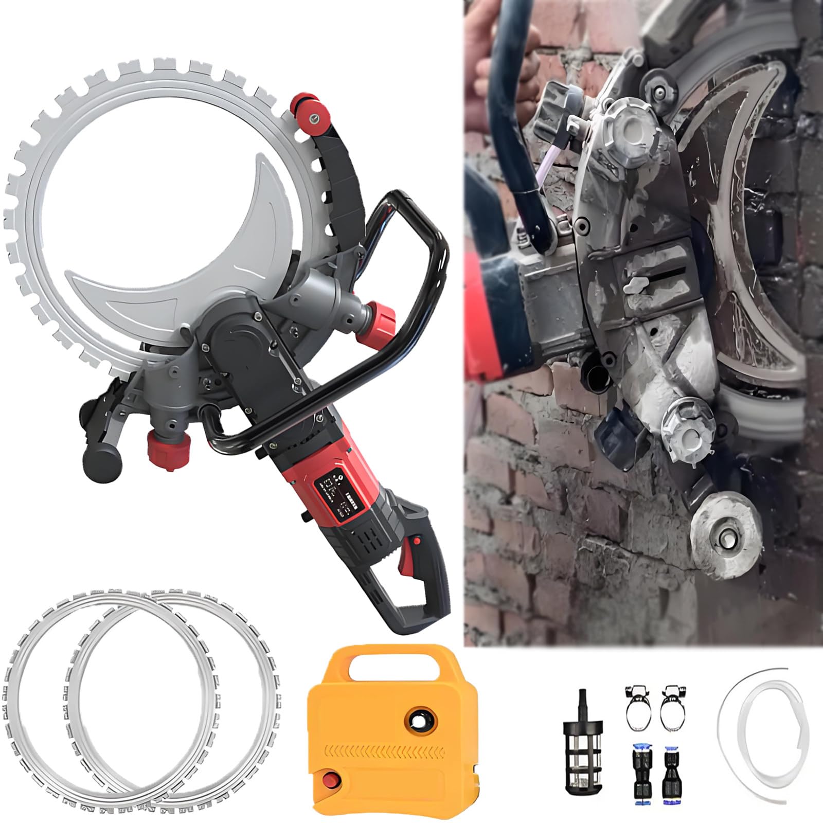 16" Dust-Free Concrete Ring Saw – 9800W/9500W Toroidal Cutter With Dual Water Pump, 11.8" Depth, 2 Diamond Blades, Pure Copper Motor