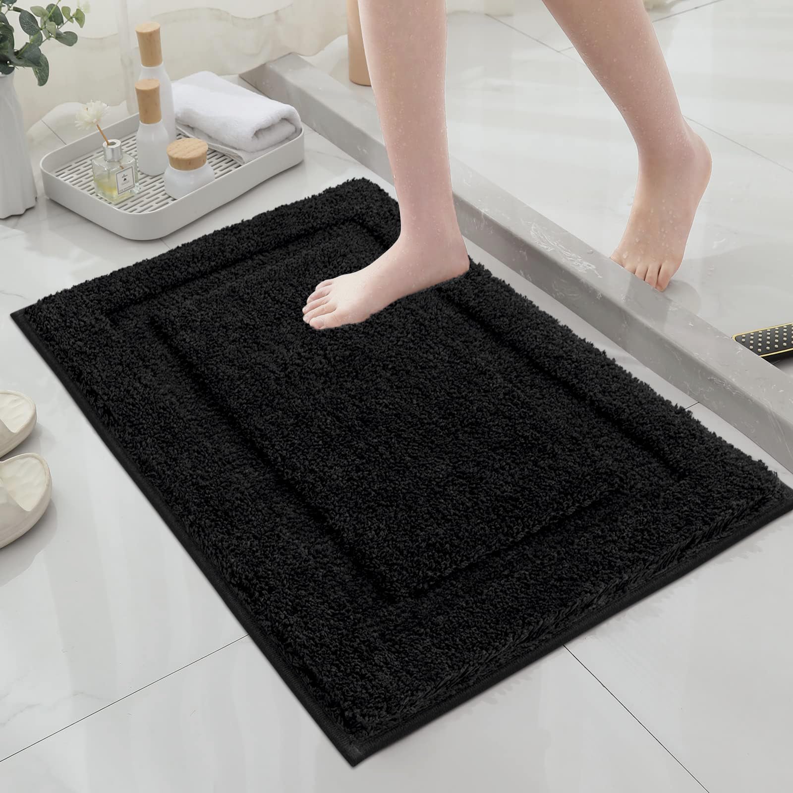 SHACOS Super Soft Bathroom Rugs 20x32 inch Non Slip Washable Bath Rugs Microfiber Bath Mats for Bathroom Floor Tub Shower Vanity Sink Decor