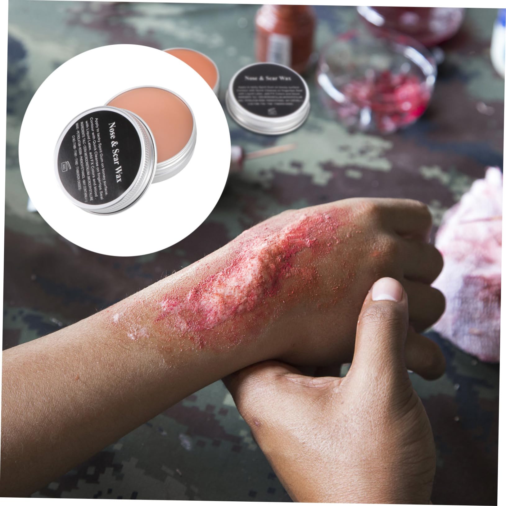 FRCOLOR Crema De Maquillaje Para Efectos Especiales Cera Para Cicatrices Falsas Kit De Maquillaje Para Halloween Con Espátula y Disfraces