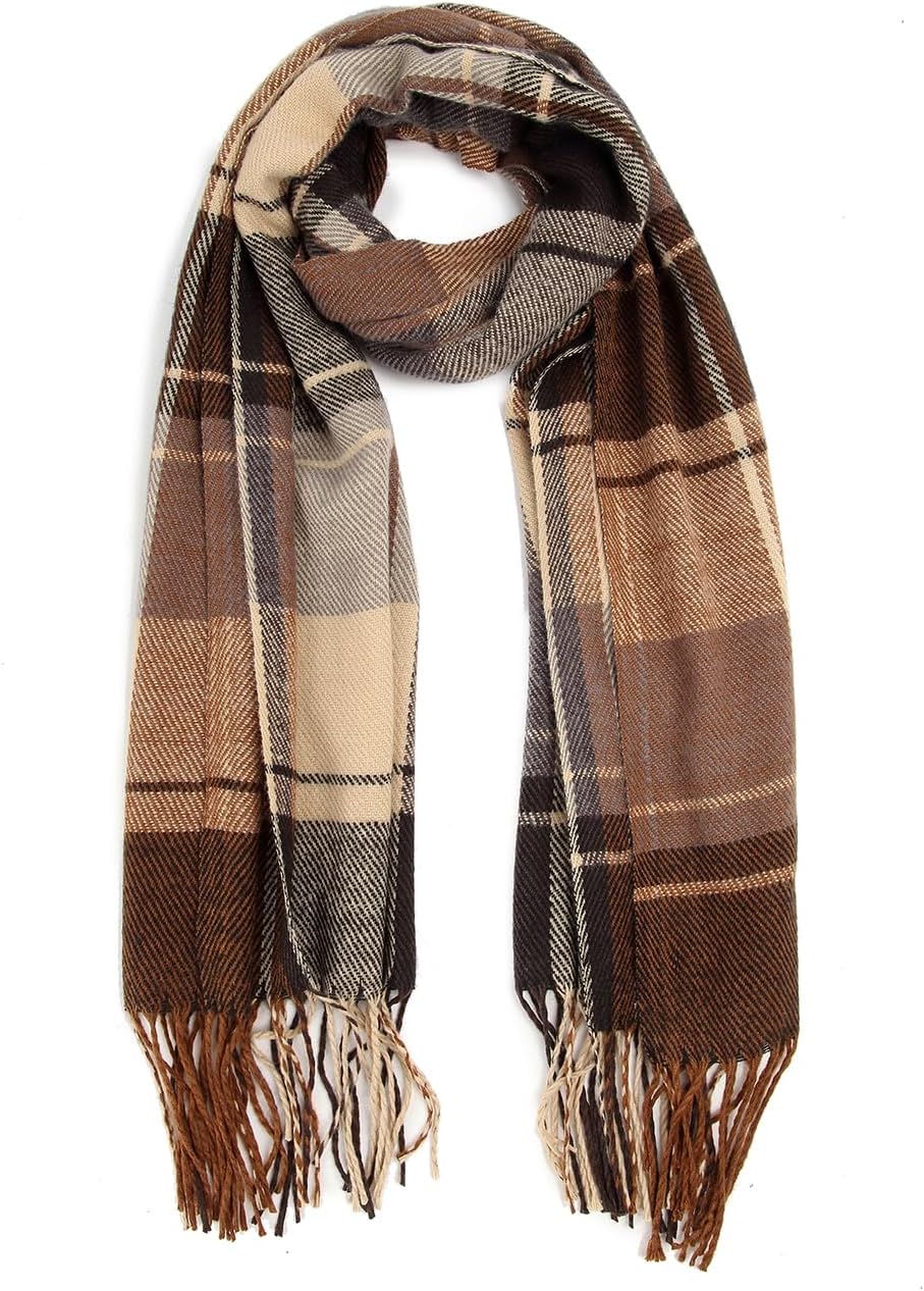 Miss Lulu Gifts for Men Scarf Plaid Check Winter Warm Soft Wool Tartan Scarves Christmas Presents
