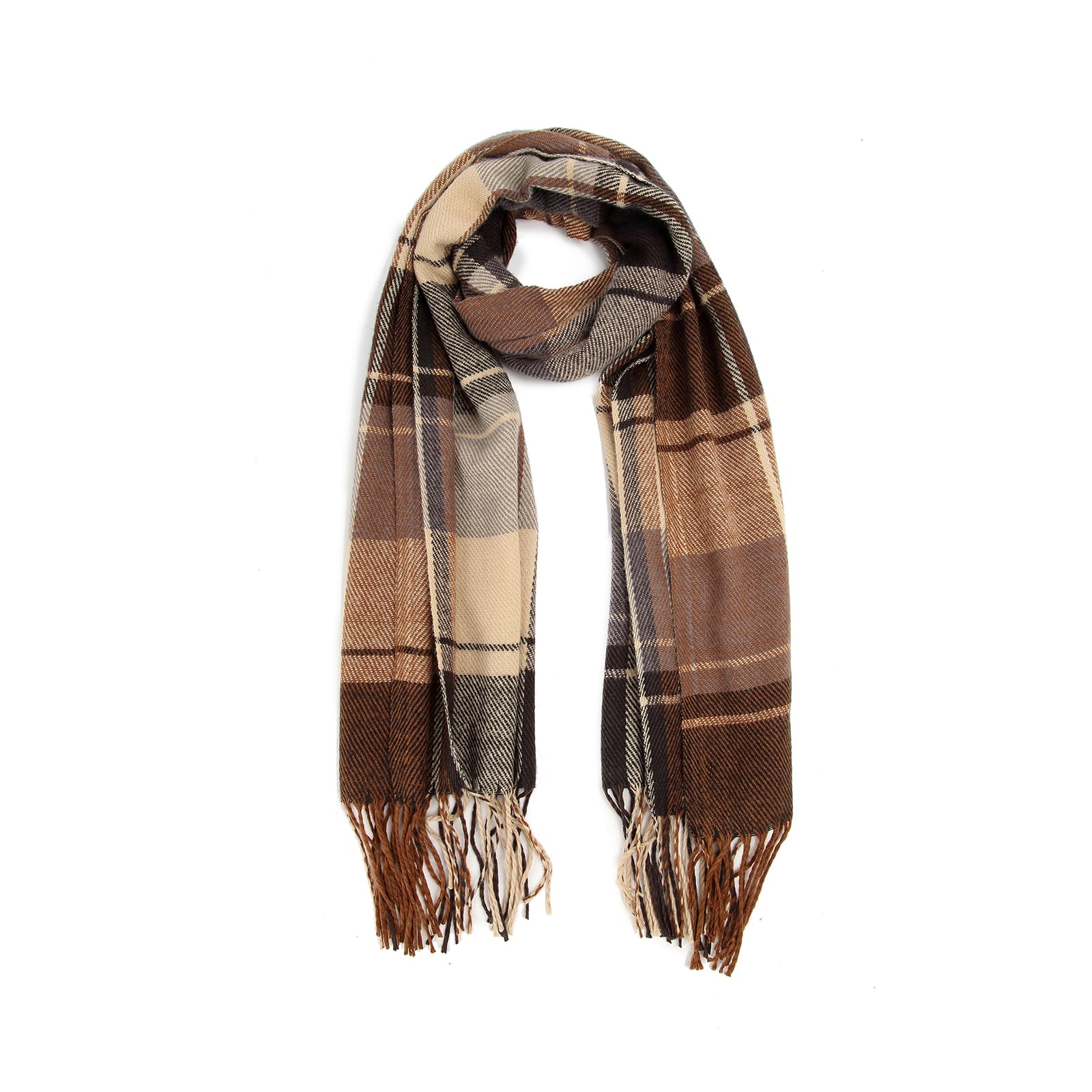 Miss LuluScarf for Men Plaid Check Winter Warm Soft Wool Scarves with Tassel Large Tartan Wrap