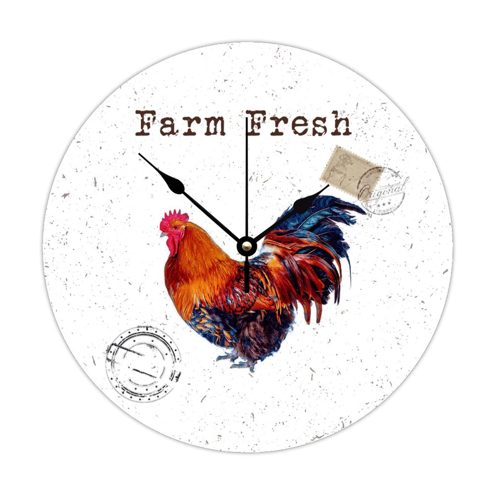 Horloge murale en bois coq de ferme oiseau pour décoration maison et chambre