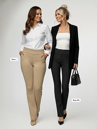 Conceited Stretch Slacks for Women - Wear to Work - Tummy Control - Slim Leg - Pockets - Ponte - (Available in Plus Size)