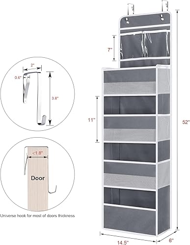 Vista 30 de Univivi Organizadores colgantes para colgar sobre la puerta, armario de guardería, armario de almacenamiento para bebés con 4 compartimentos Beige