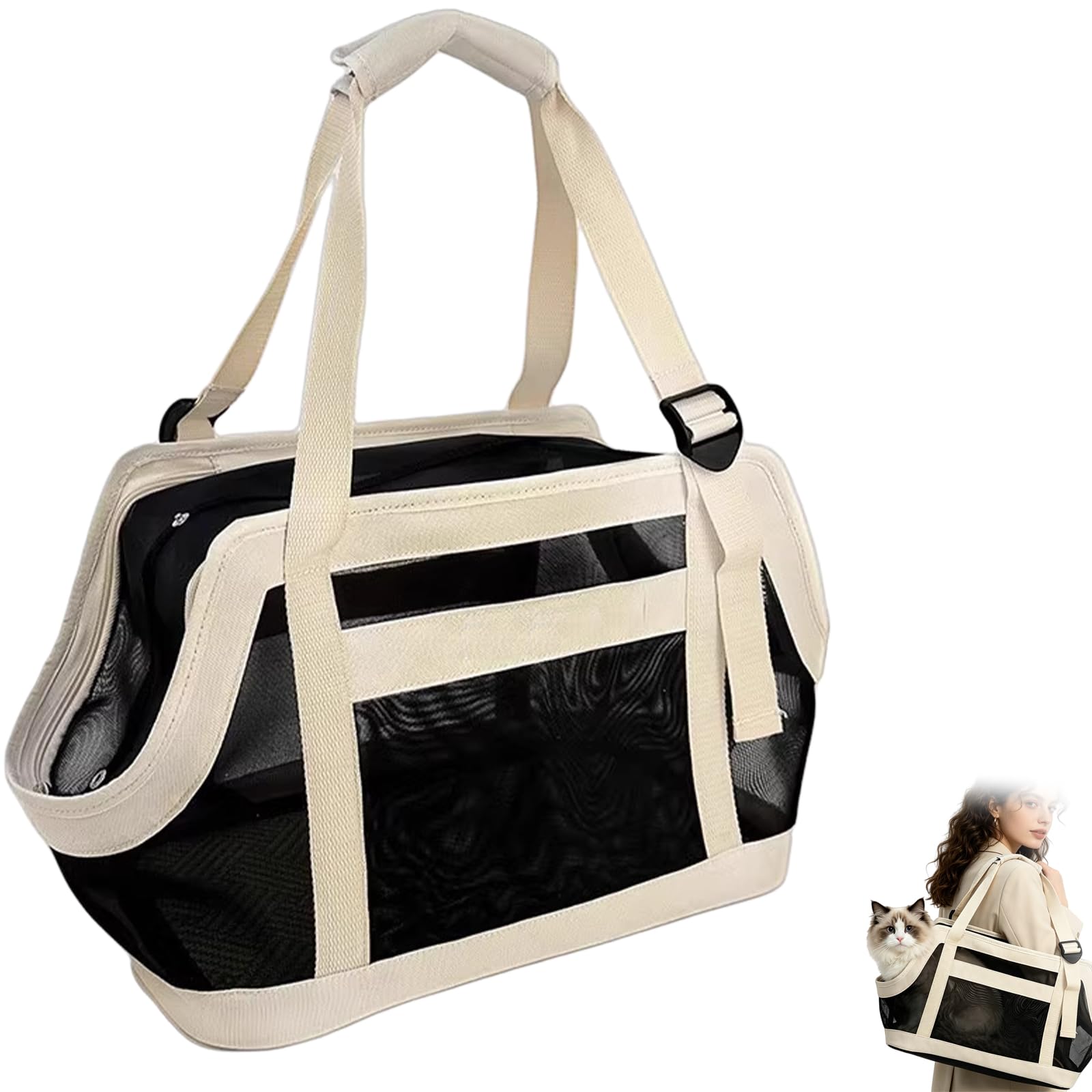 Portaperros para perros pequeños, conejo, gato, ligero, transpirable, bolsa de transporte para mascotas, diseño de malla, bolsa de transporte plegable de poliéster para viajes, al aire libre, camping