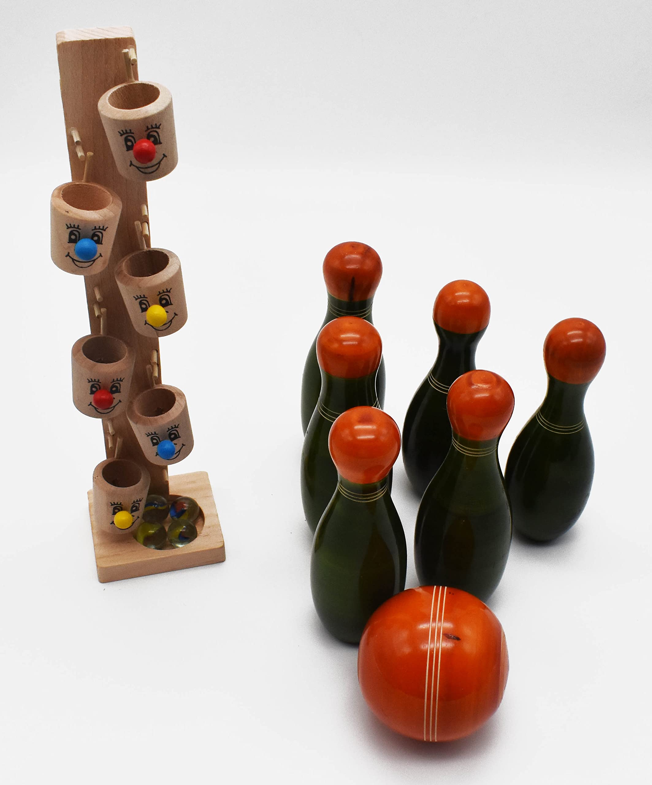 Justhandmade Wooden Bowling Set | Marble Slider/Slippery Game - Traditional Game for Kids, Colours May Vary (Combo of 2)-image-42