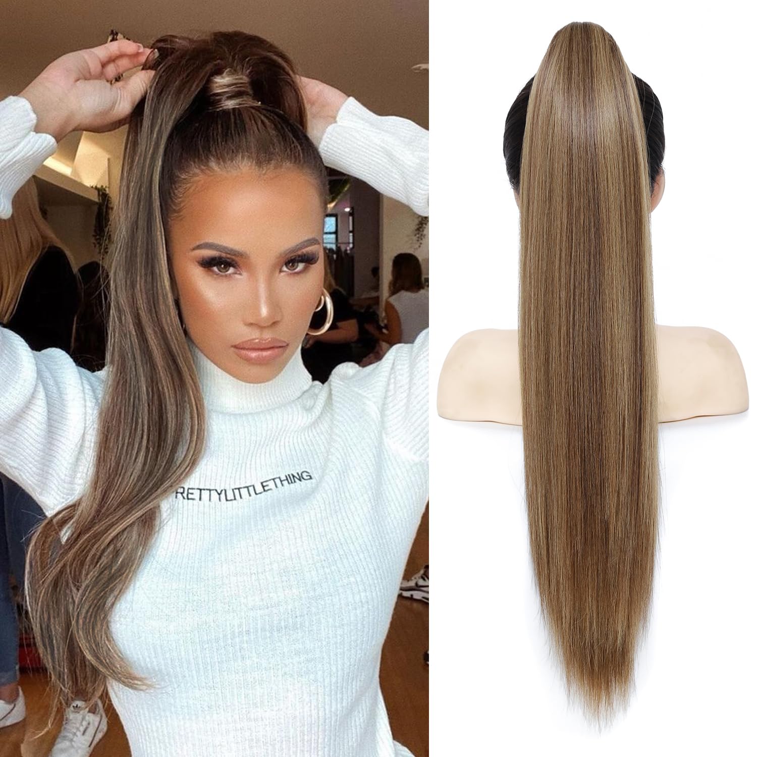 Ponytail Extension, 26″ Claw Clip Ponytail Extensions for Women Long Straight Hair Piece Synthetic Ponytail Natural Looking Synthetic Hairpiece Daily Use Halloween (Mellow Brown) Ponytail Extension, 26″ Claw Clip Ponytail Extensions for Women Long Straight Hair Piece Synthetic Ponytail Natural Looking Synthetic Hairpiece Daily Use Halloween (Mellow Brown)