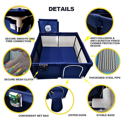 Miniatura 4 de Valla portátil para corralito de pelota para bebé, con aro de baloncesto, malla transpirable para interiores y exteriores, niños pequeños y niños