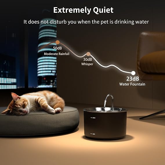 101oz/3L Black Pet Water Fountain& Original Design 6 Replacement Filters Pack
