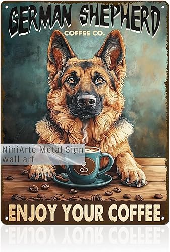 Miniatura 8 de Letrero de metal de café fresco, arte de pared retro para el hogar, cocina, cafetería, oficina, decoración de 8 x 12 pulgadas Café4,Café6,Perro