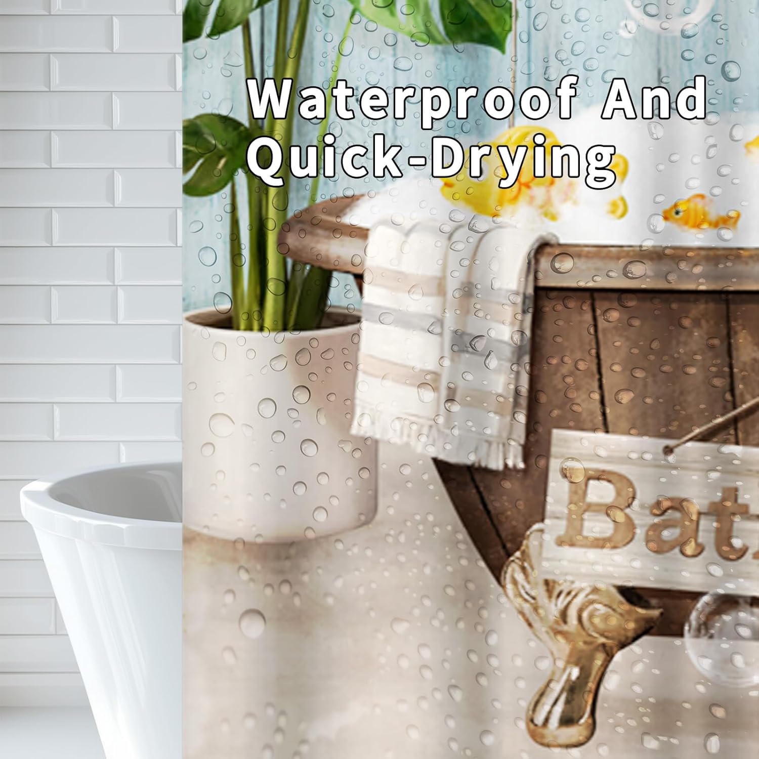 Funny Bear Shower Curtain Teal Wildlife Animal Bathing in Bathtub Painting Prints Cute Fabric Decor Bathroom Polyester Waterproof 12 Pack Hooks