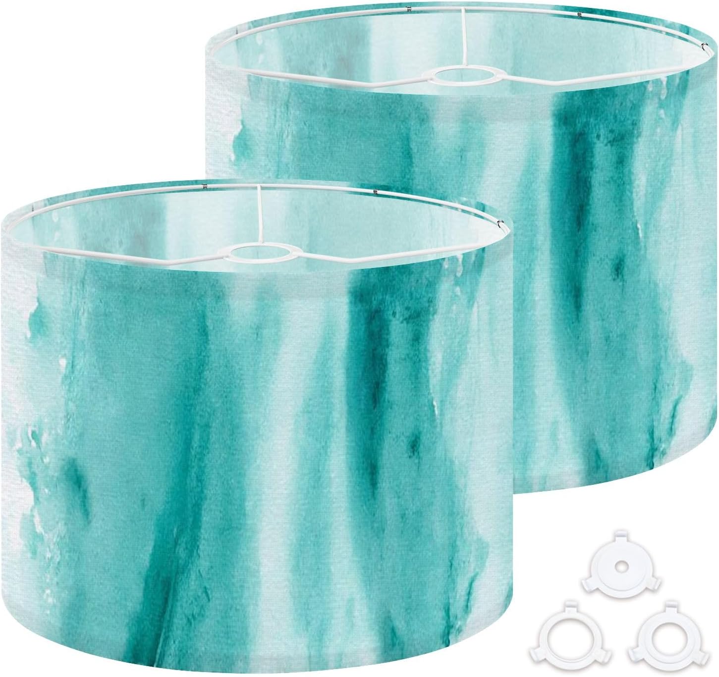 Drum Lamp Shades Abstract green turquoise teal watercolor Art space for design Lampshade for Floor Lamps Table Lamp Pendant Light Linen 16"x16"x12" Replacement Large Lampshades