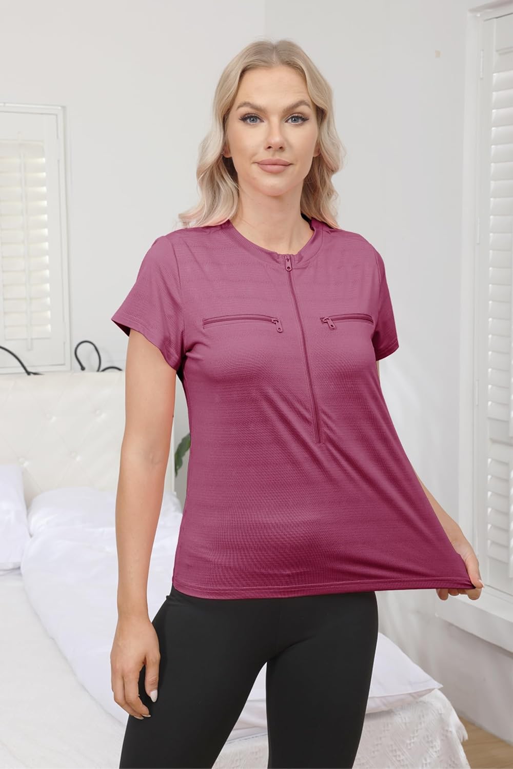 Women Chemo Shirts for Port Access 2-Side Snap Shoulder Surgery & Dialysis Recovery Shirts, Lightweight & Breathable - Image 2