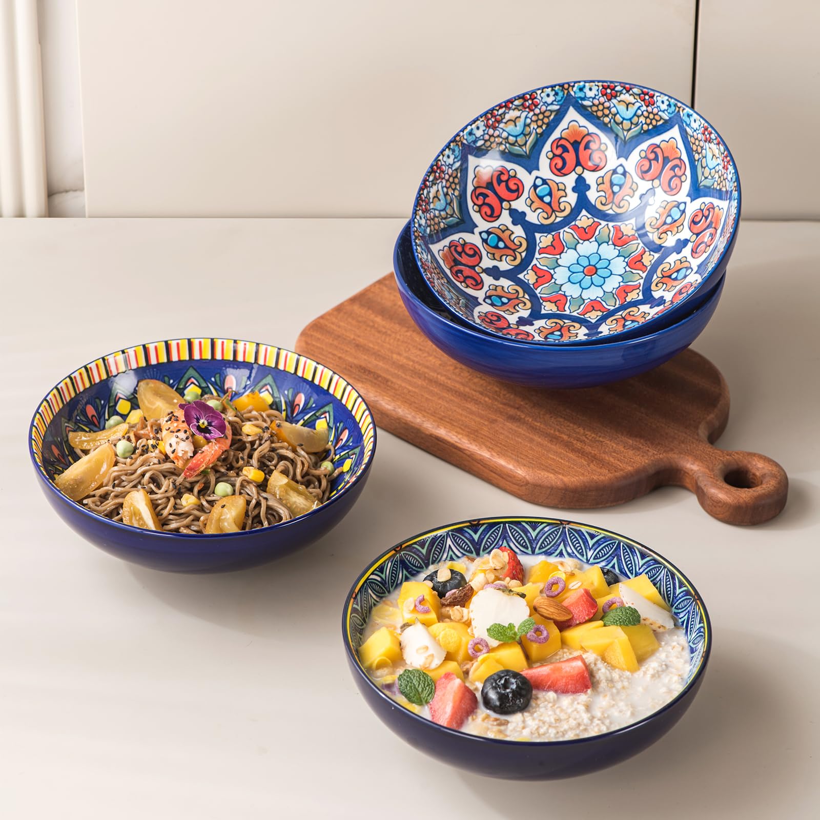 Set De 4 Bols à Soupe UNICASA - 650ml Porcelaine Blanche | Poignées Ergonomiques, Lave-vaisselle Et Four Safe