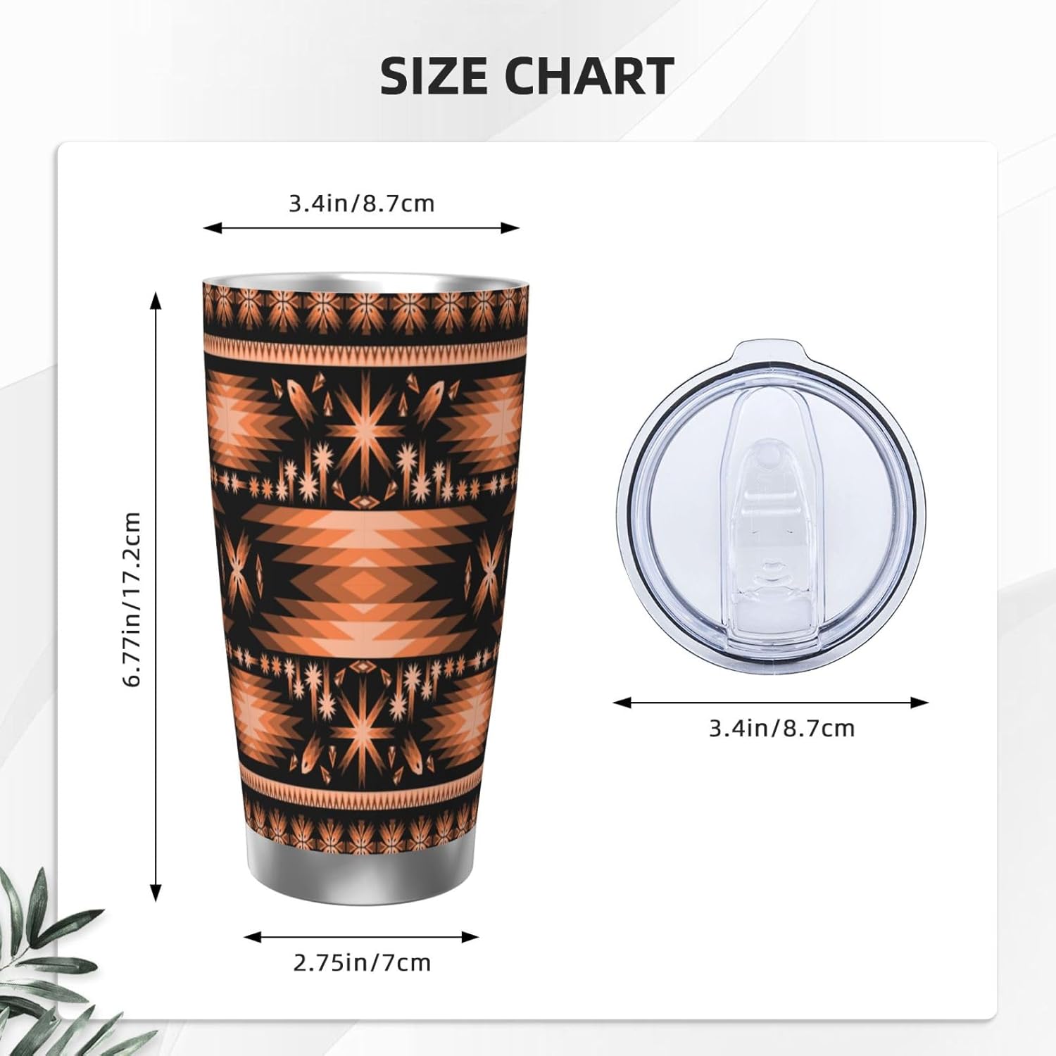 20oz Stainless Steel Tumbler Native American Southwestern Navajo Art With Lid And Straw Coffee Cup Fits In Car Holders,Travel Mug For Ice Drink & Hot Beverage Without Straw - Image 4