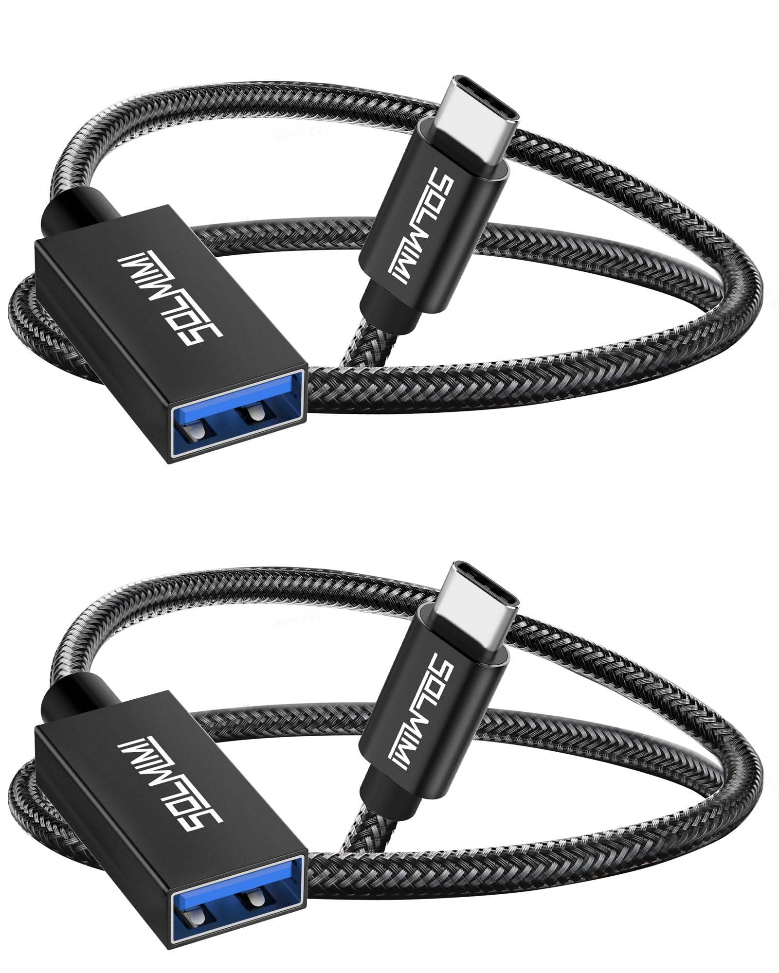 SOLMIMI USB C auf USB Adapter (2 Stück) A 3.0 Buchse auf Type C Stecker OTG Typ C Adaptr für Smartphone, Tablet, Notebook, Tastatur, Maus, Speicherkarte und andere USB-Peripheriegeräten - 0.2m