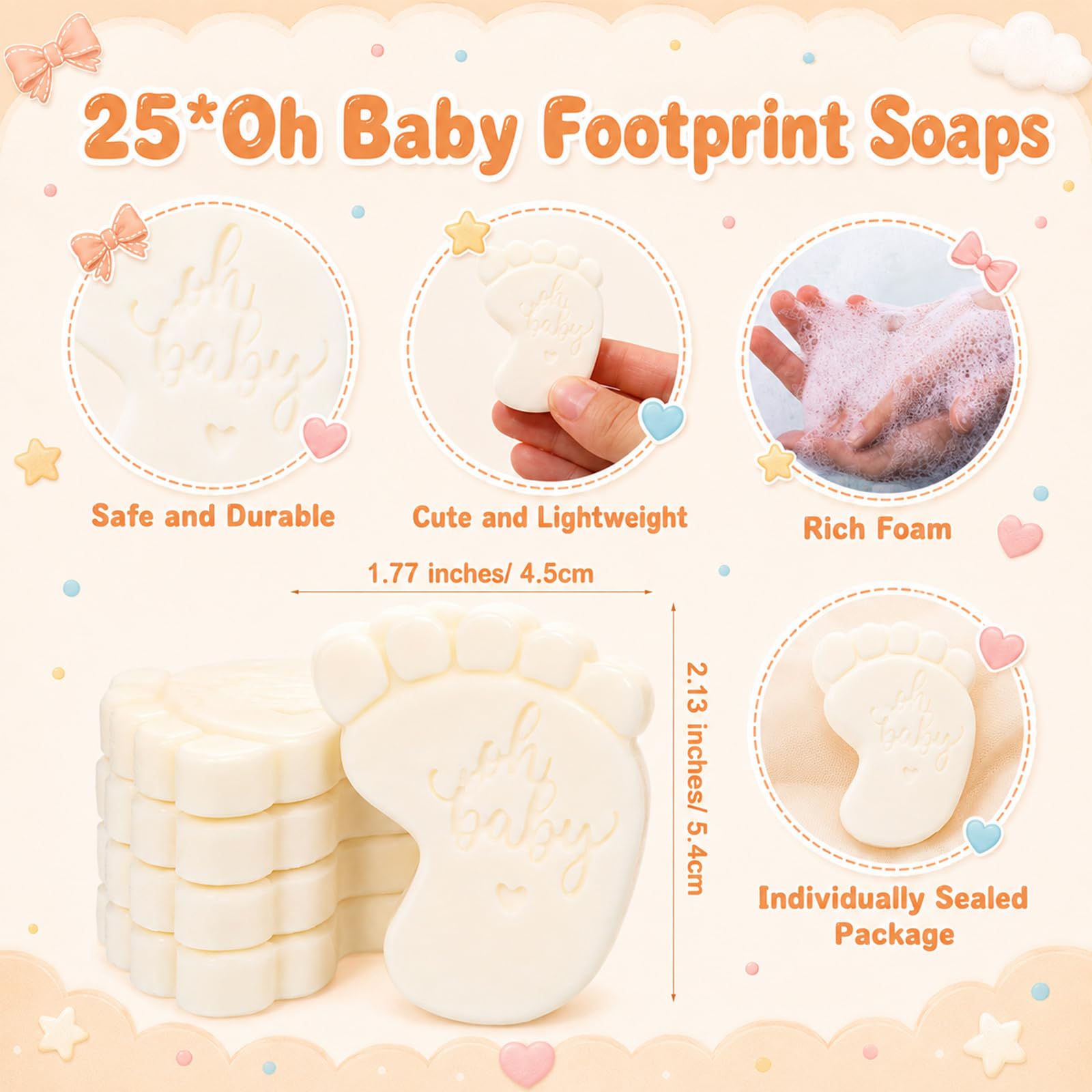Vesici 25 juegos de recuerdos de baby shower para invitados, mini jabón perfumado hecho a mano con abrebotellas, llaveros y tarjetas de agradecimiento para ducha, revelación de género, regalos de
