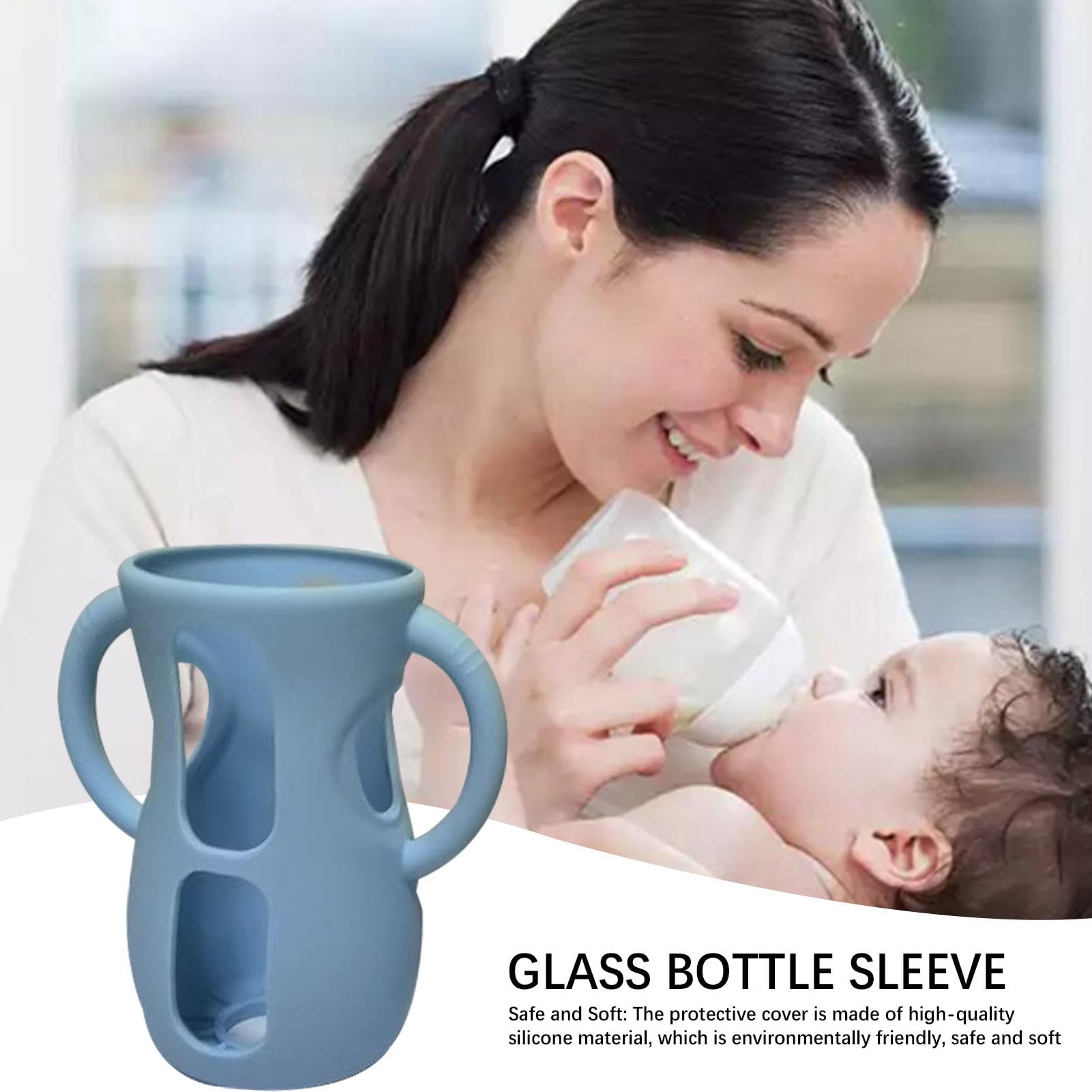 Glas-Babyflaschen-Silikonhülle, Silikon-Flaschenhülle für Glasflaschen | Stillflaschenhülle mit Griffen - Bruchsicherer Flaschenhalter, sturzsichere und stoßfeste Hülle, spülmaschinenfest