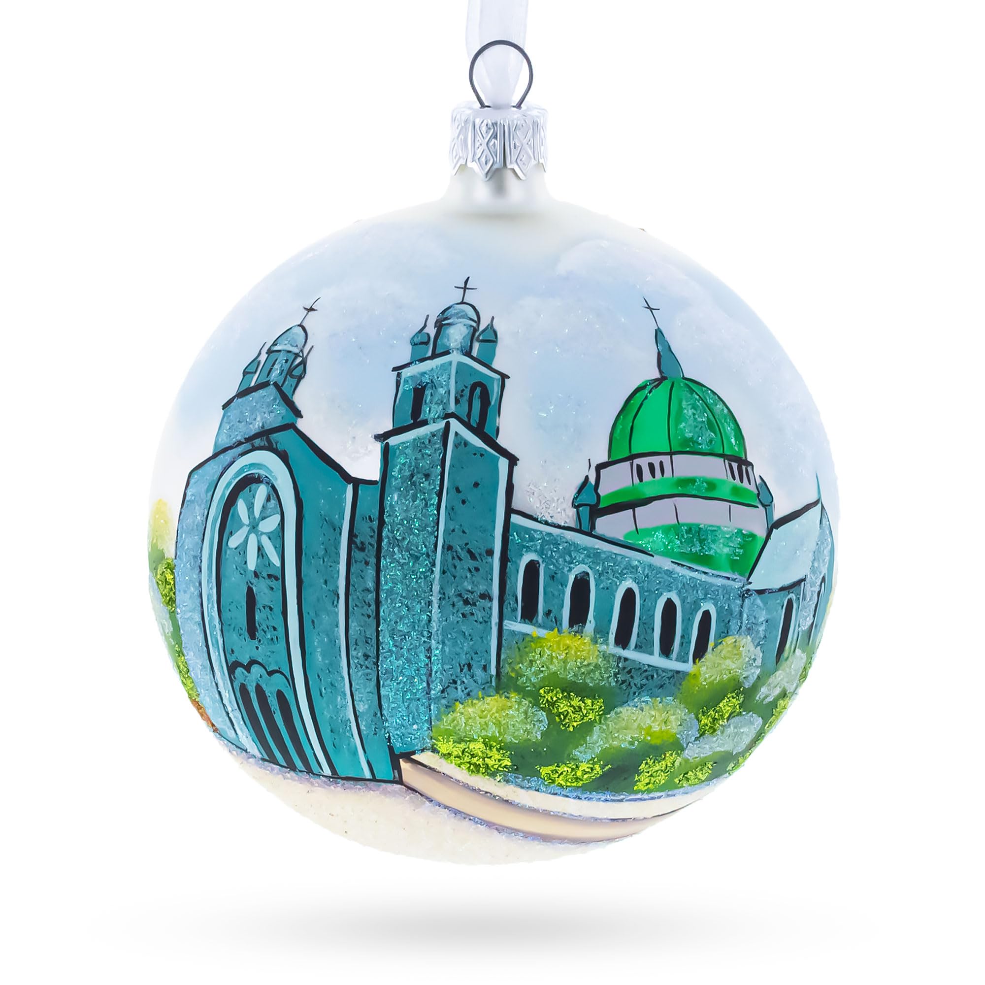 Boule de Noël Galway Irlande verre de 4 pouces BestPysanky pour décoration de sapin