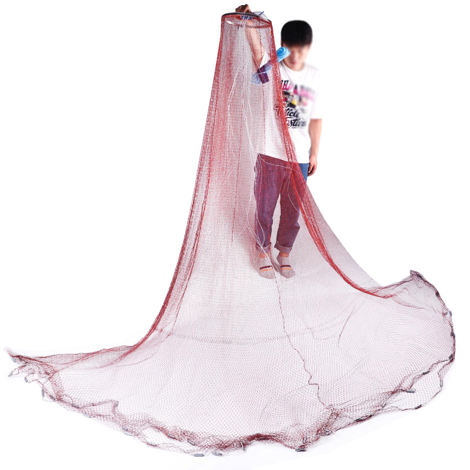 CINGHI LUSSOCasting Net Tire Line Saltwater Fish Net Cast Net with Aluminum Ring for Bait Trap Fish Throw Net 3FT/4FT/5FT/6FT/7FT/8FT/9FT/10FT/11FT/12FT Radius Fishing Net