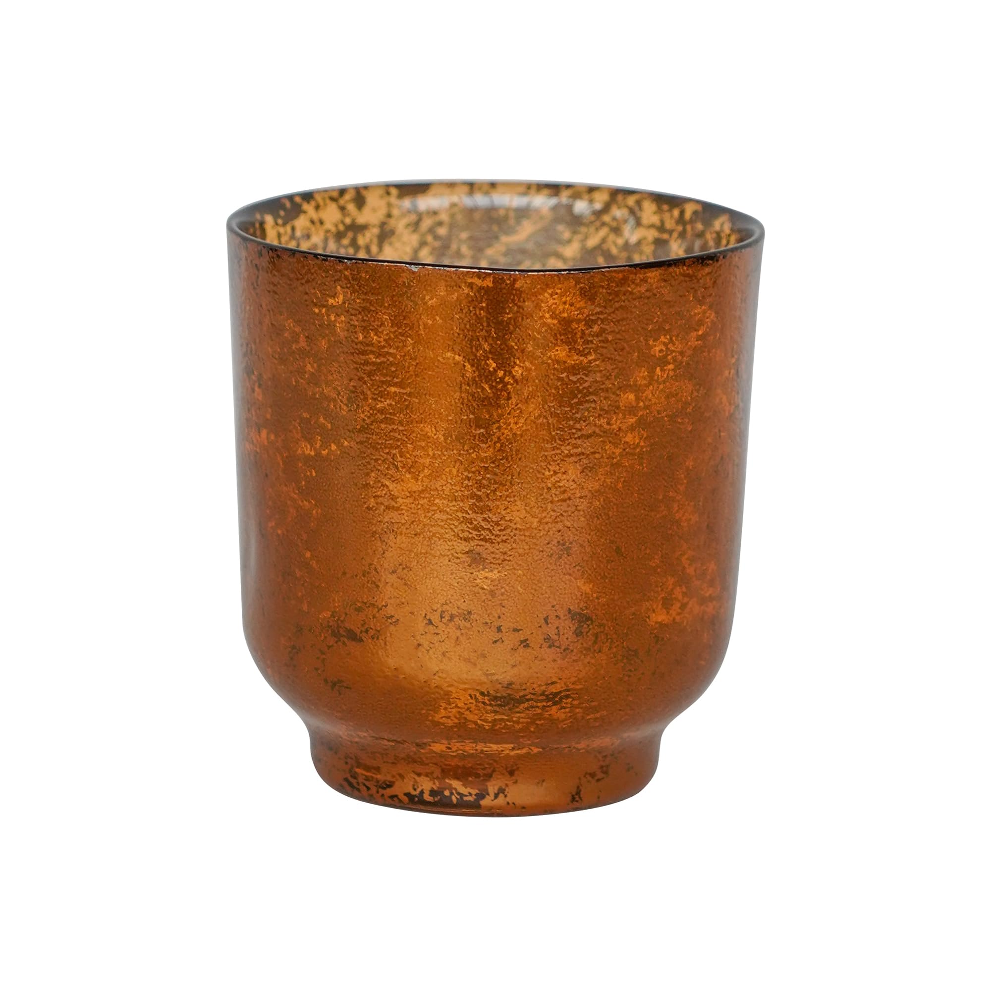 Ivyline Metallic Candle Holder in Copper - Modern Glass Candlestick - Elegant Table Centrepiece Decoration - H15 x W13.3 cm โ image 1