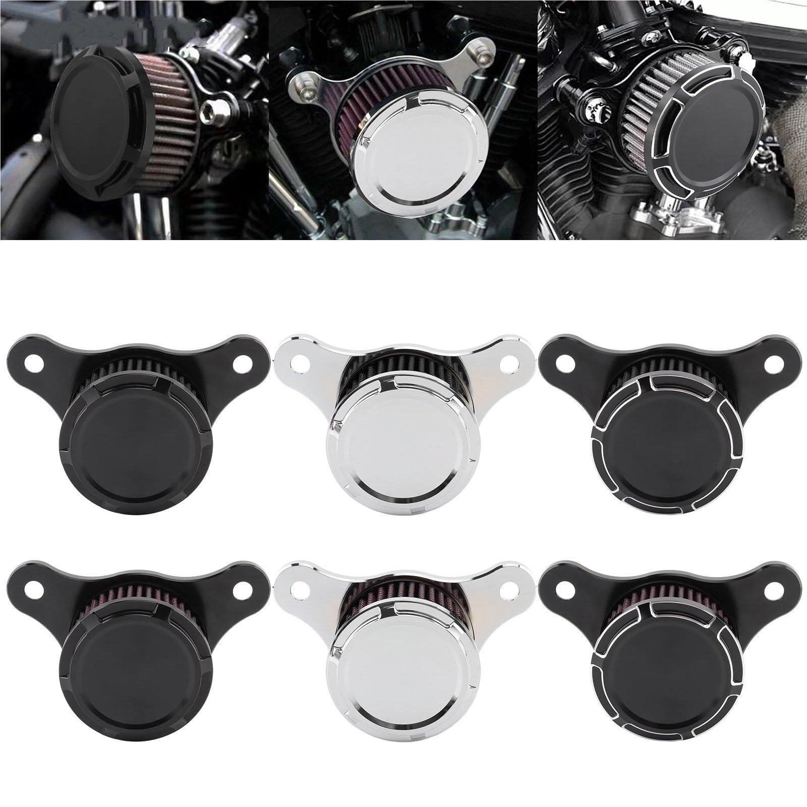 Kompatybilność z Pit Bike crossowym‌ Filtr powietrza w motocyklu filtr wlotowy pasuje do Harley Touring Road King Electra przemieszczanie się po ulicy Dyna FXR 93-17 Softail(Chrome-red)