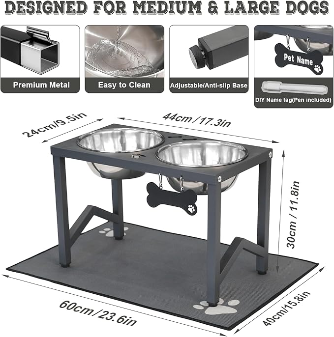 Comedero Elevado para Perro Metal con 2 Platos Acero Inoxida miniatura 3