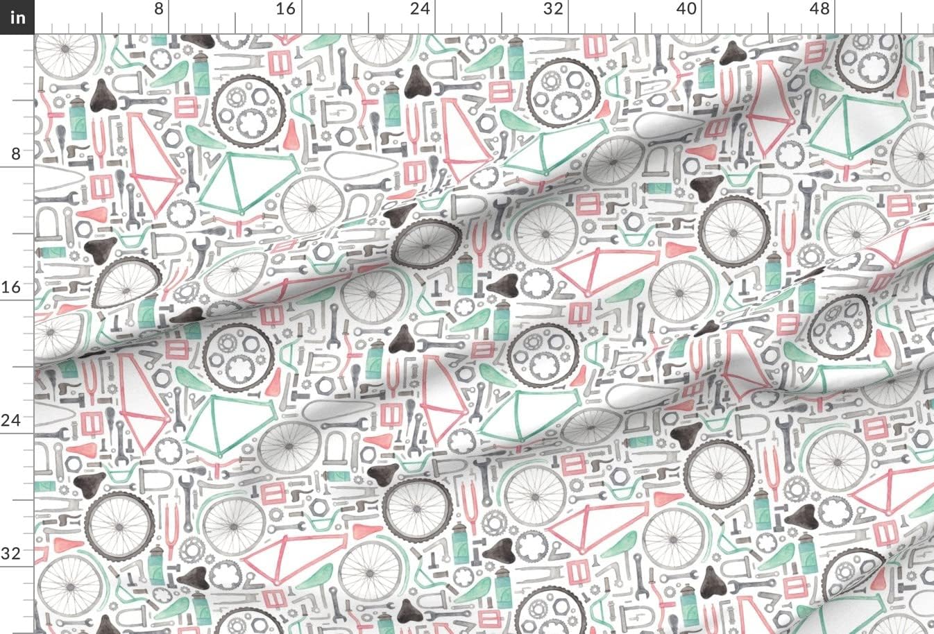 Spoonflower Fabric - Bike Cycling Boys Bicycle Wheels Gears Tools Printed on Upholstery Velvet Fabric Fat Quarter - Upholstery Home Decor Bottomweight Apparel