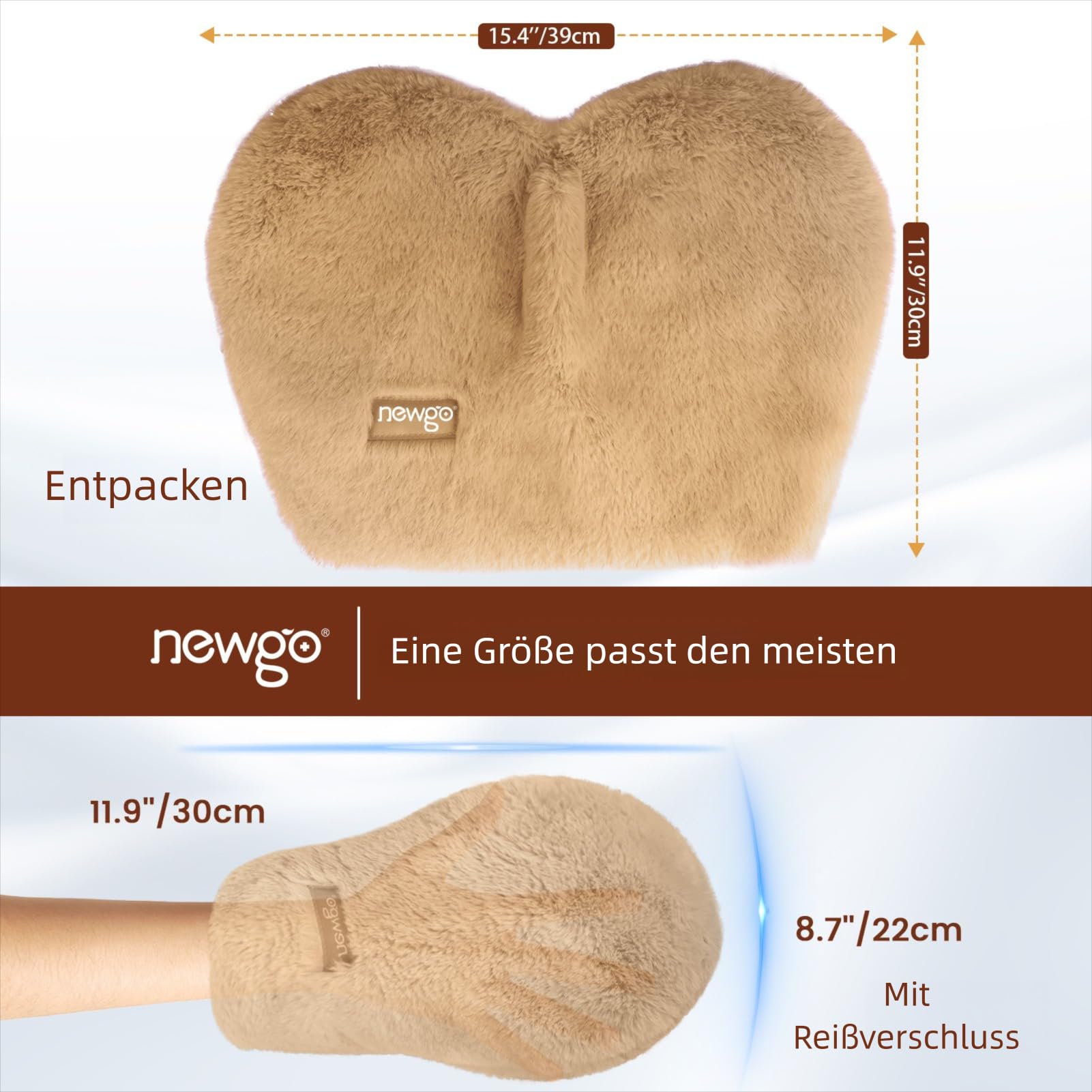 NEWGO Guanti Riscaldanti per Microonde per Mani e Dita, Guanti Termici (1 Paio) con Calore Umido Naturale, Morbido Tessuto, Rimovibili