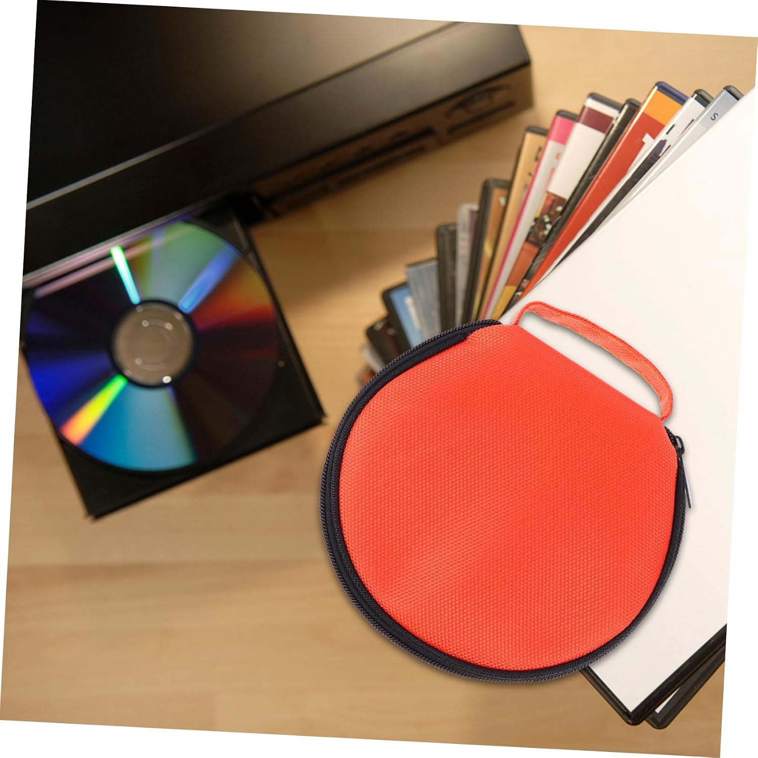 Large Capacity CD Storage Case Round Oxford Fabric Disc Bag Zipper for Car Travel and Home Use Holds Multiple Discs