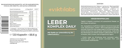 Liver Complex Daily - 120 Capsules With Milk Thistle Artichoke Dandelion Choline Laboratory Tested No Additives & Vegan Milk Thistle Capsule High Dose