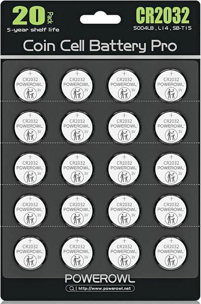CR2032 Batteries 3V Lithium 20 Pack, POWEROWL High Capacity 2032 DL2032 ECR2032 CR 2032 Lithium Button Cell Battery - 1