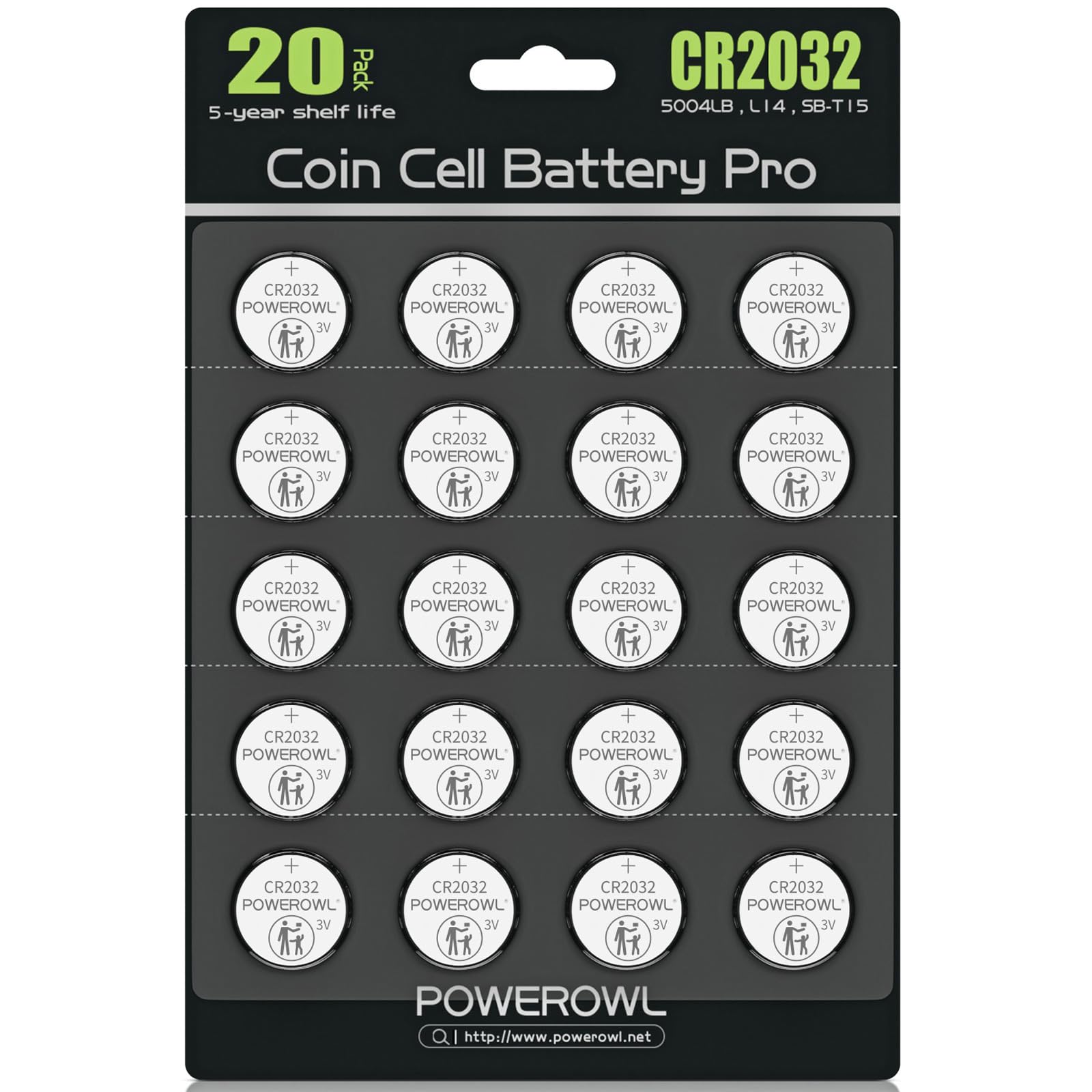 CR2032, POWEROWL CR2032 knopfzelle 3v Lithium Batterien 20 Stück, DL2032/ KCR2032/ BR2032/ ECR2032 Gerätebatterien