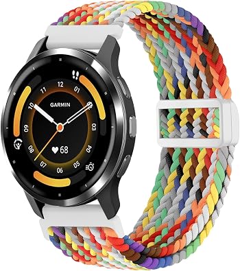 22mm Magnetic Braided Nylon Band Compatible with Garmin Vivoactive 4/Venu 3/Venu 2/Venu 4 45mm, Elastic Loop Stretchy Wristband Strap Replacement for Forerunner 265/255/255 Music Men Women
