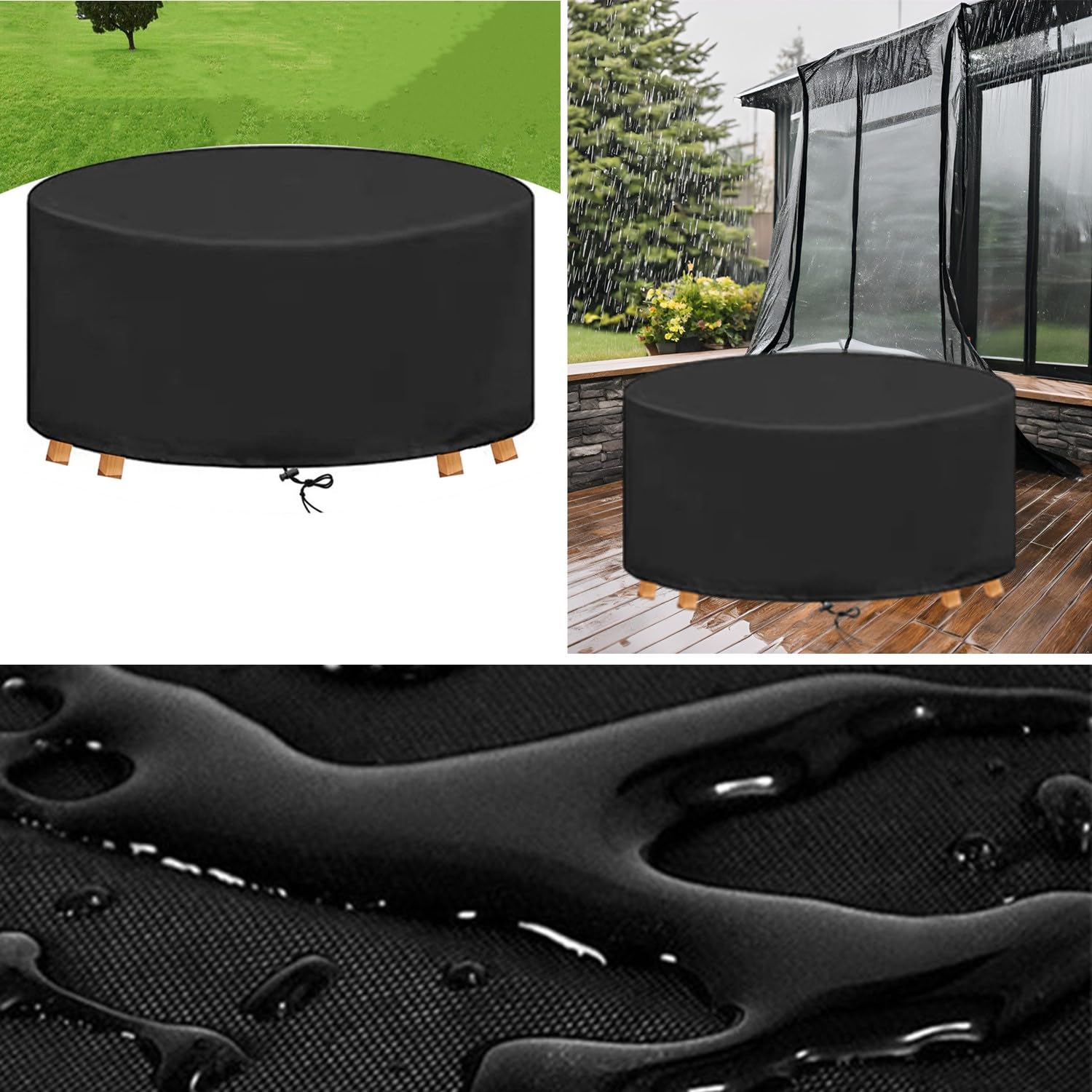 Abdeckung Gartenmöbel Winterfest Rund 250x80cm - Multi Größe Plane Gartenmöbel Wasserdicht Schutzhülle Winddicht Staubdicht Heavy Duty, Abdeckplanen für Gartenmöbel Outdoor Anti-UV
