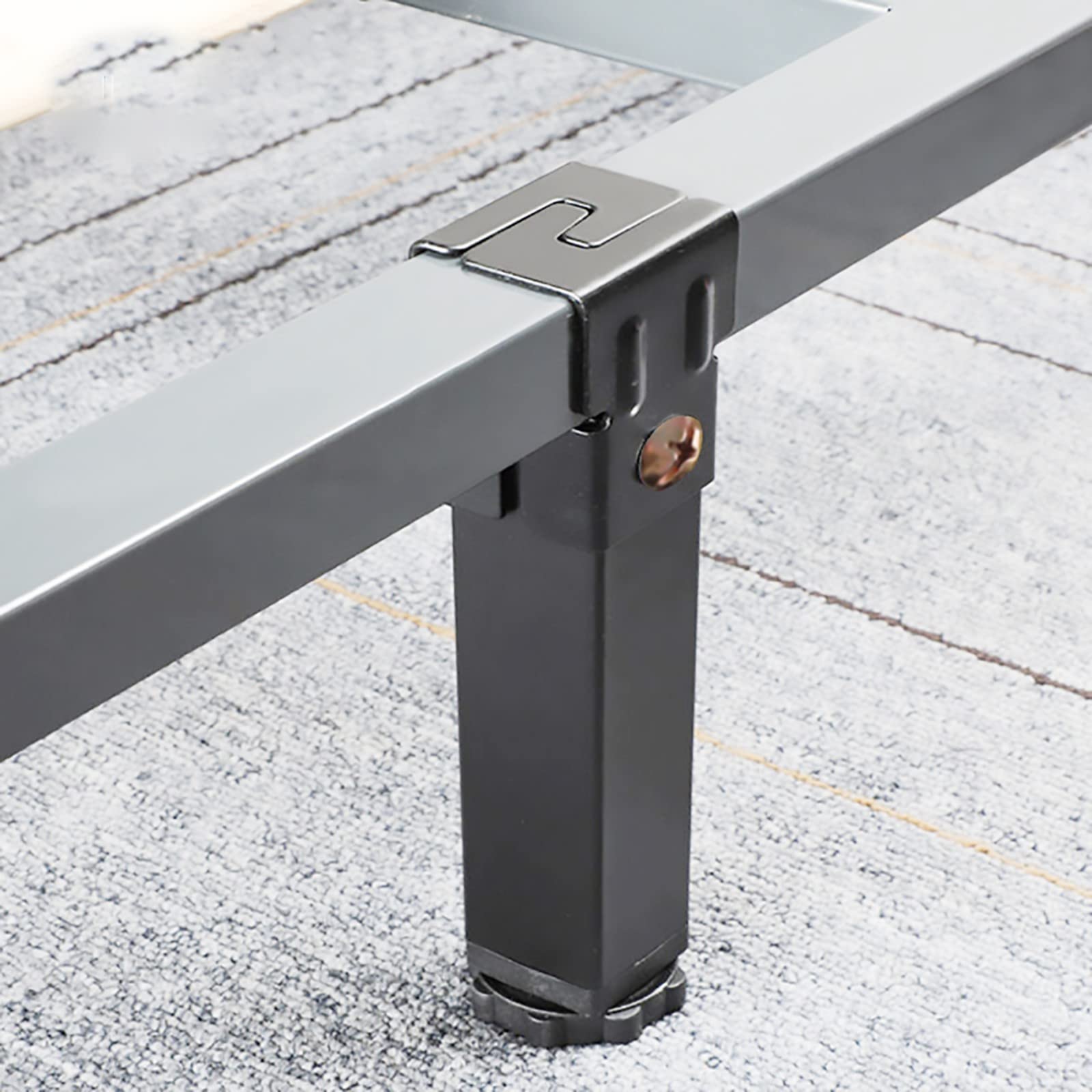 Zestaw 4 nóżek meblowych do łóżka, regulowane nogi, podnoszenie, metalowa rama podporowa, regulacja 0-10 mm, meble/łóżko/sofa, ze śrubami montażowymi (rozmiar