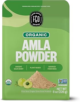 FGO Organic Amla Powder, 8oz, USDA Organic Indian Gooseberry Amalaki, Non-GMO, Natural Vitamin C - 100% Raw and Natural Pack of 1