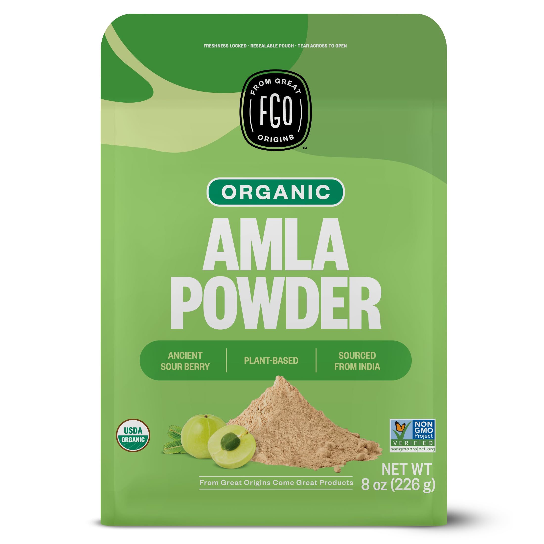 FGO Organic Amla Powder (Amalaki) | 8oz Resealable Kraft Bag | 100% Raw From India |