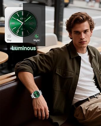 CIVO Business Analogue Mens Watches: Stainless Steel Waterproof Quartz Dress Watch - Clear Dial with Luminous Hands Date Display for Professional Business Men