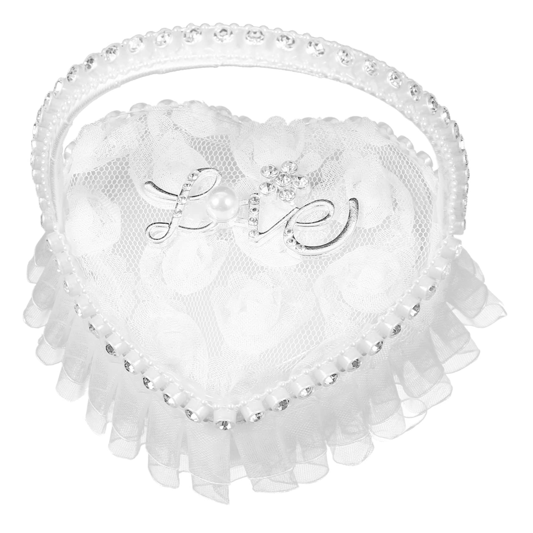 NAMOARLY Mini Lace Ring Box Wedding Ring Pillow Holder Heart Shape for Ceremony Elegant Ring Pillow for Wedding