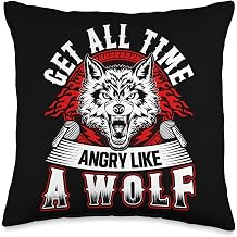 Get All Time Angry Like A Wolf Throw Pillow