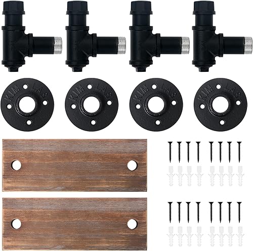 Miniatura 7 de HouseAid Industrial Pipe Floating Shelves, Rustic Farmhouse Pipe Shelf for Living Room, Bedroom, Bathroom and Kitchen, Wall Mounted, Matte Black (2