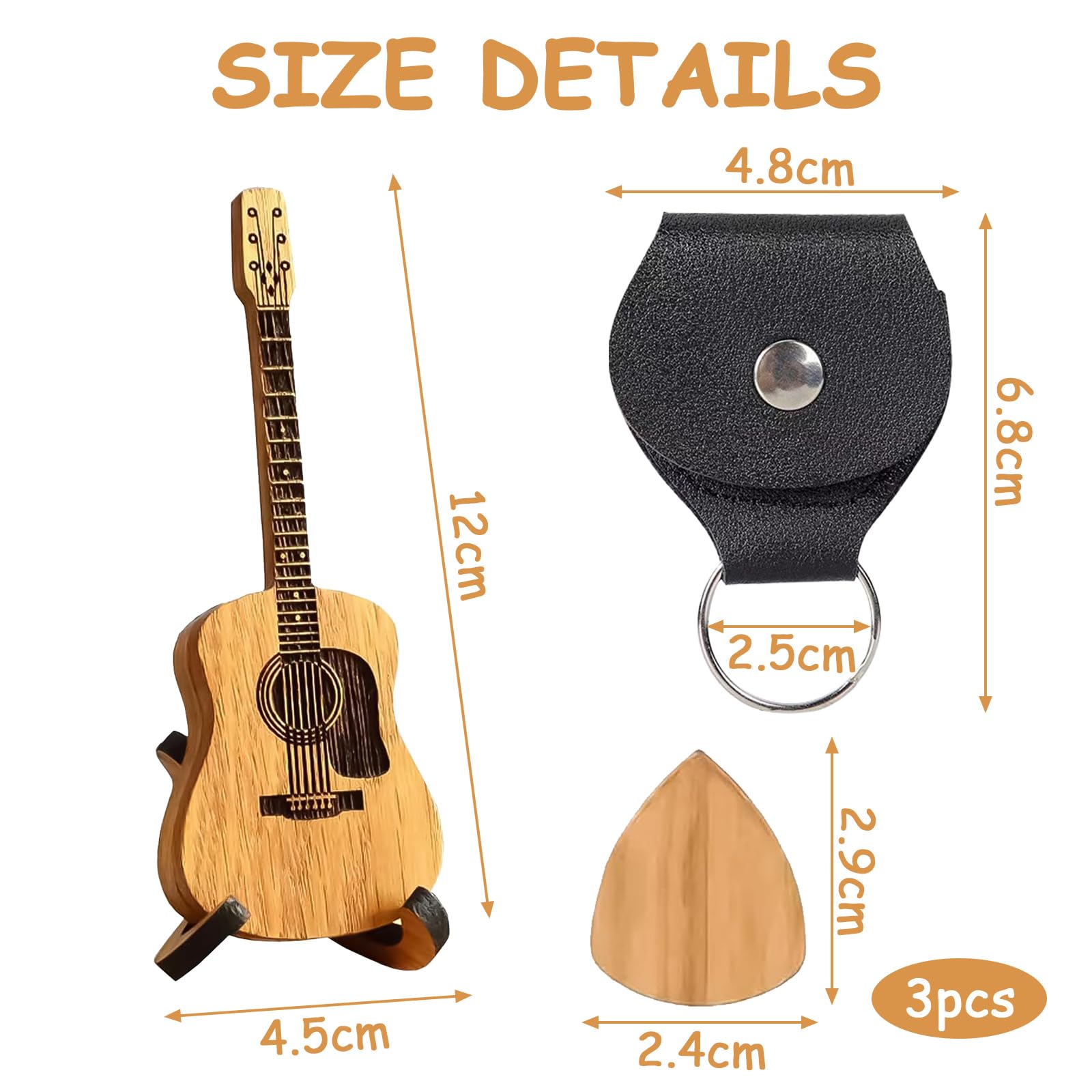 Wooden Guitar Pick Case With Stand, Custom Holder With 3 Picks and Plectrum Holder, Storage Container for Acoustic Bass - Image 2