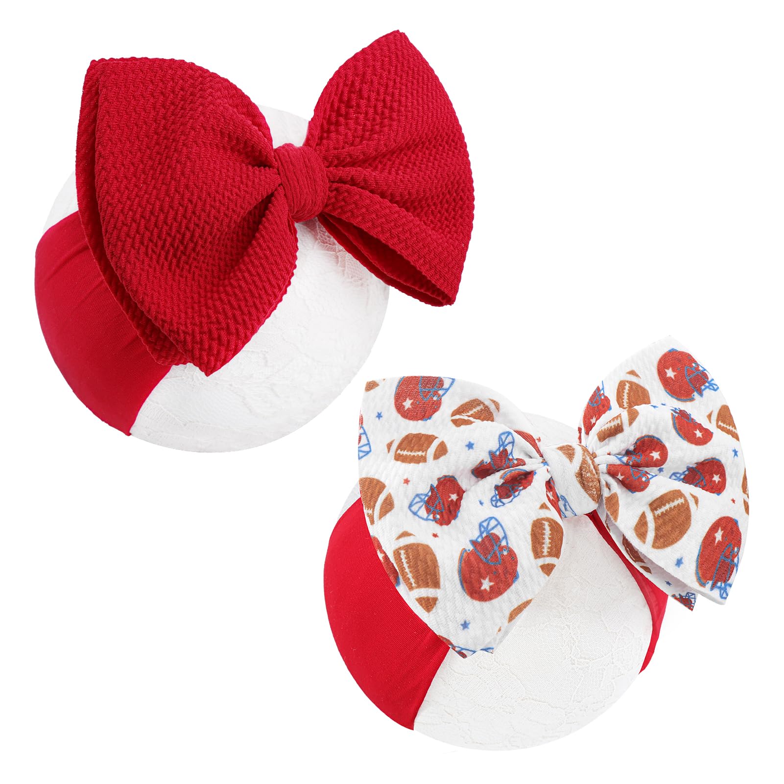 Lanmerry Baby Girl Football Headbands with Hair Bows Super Bowl Hair Accessories for Football Parties Newborn Infant Baby Headband — image 1
