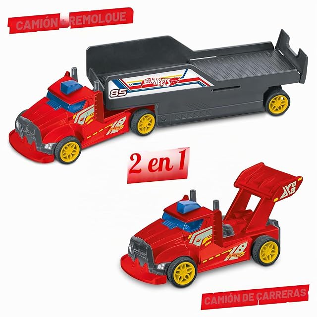 Foto 2 de 7 de MONDO Motors- CAMION Double RIG R/C Hot Wheels Coches Juguete, Multicolor (MON63681)